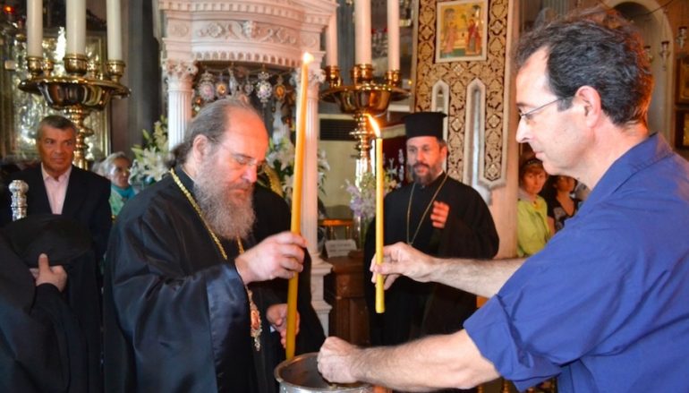 Ο Μητροπολίτης Ιερισσού Θεόκλητος στην Μεγαλόχαρη της Τήνου (ΦΩΤΟ)