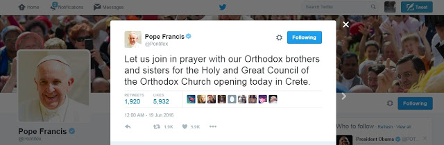 Papa tweet gia Synodo