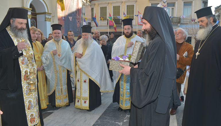 Υποδοχή της Τιμίας Κάρας του Αγίου Παρθενίου στην Ευαγγελίστρια Πειραιώς
