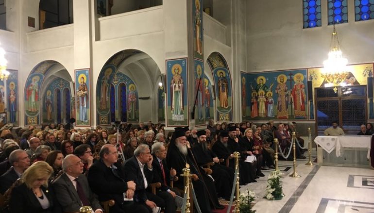 Ο Αρχιεπίσκοπος στην ομιλία του Βασ. Τσαμπρόπουλου στον Αγ. Αθανάσιο Πολυδρόσου