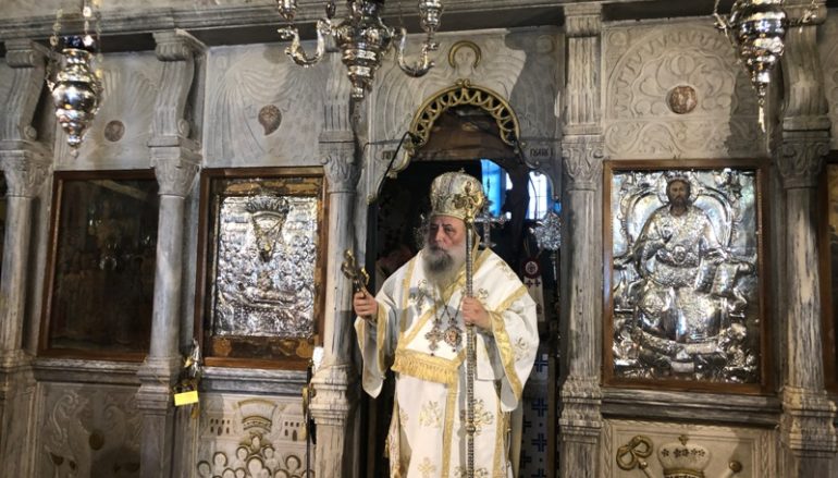 Ο Μητροπολίτης Παροναξίας στον Ι. Ναό Κοιμήσεως Θεοτόκου Φιλοτίου Νάξου